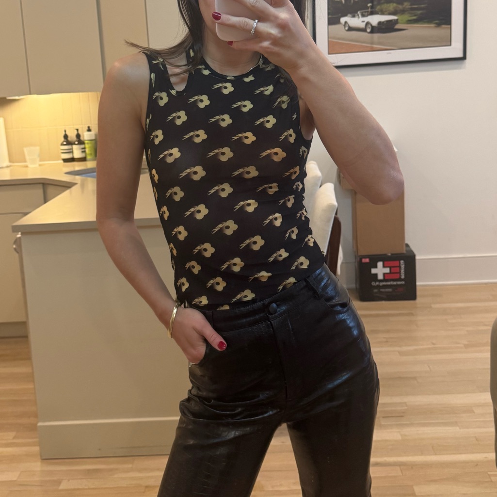 Sandy Liang Black And Gold Mesh Tank